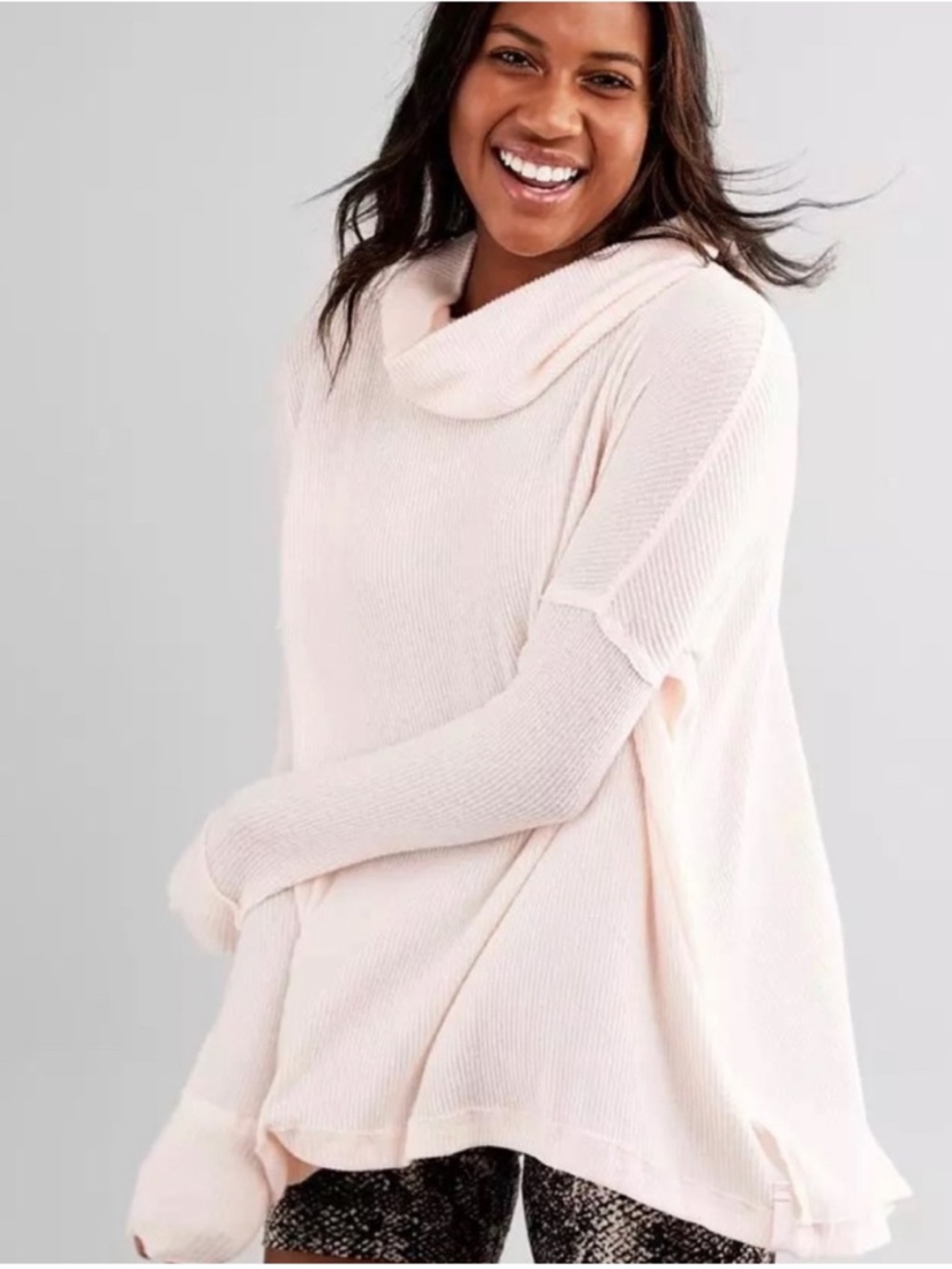 Free People We The Free Juicy Pink Turtleneck Crossover Back Sweater Size XS